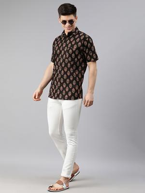 black ethnic motifs casual shirt - 17633949 - Standard Image - 4