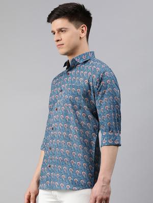 blue floral casual shirt - 17633957 - Standard Image - 2