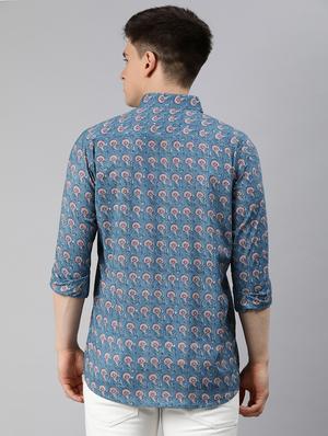 blue floral casual shirt - 17633957 - Standard Image - 3