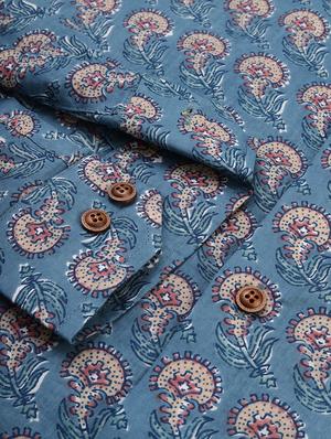 blue floral casual shirt - 17633957 - Standard Image - 6