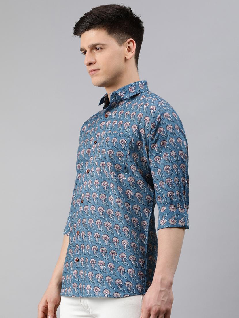 blue floral casual shirt - 17633957 - Zoom Image - 2