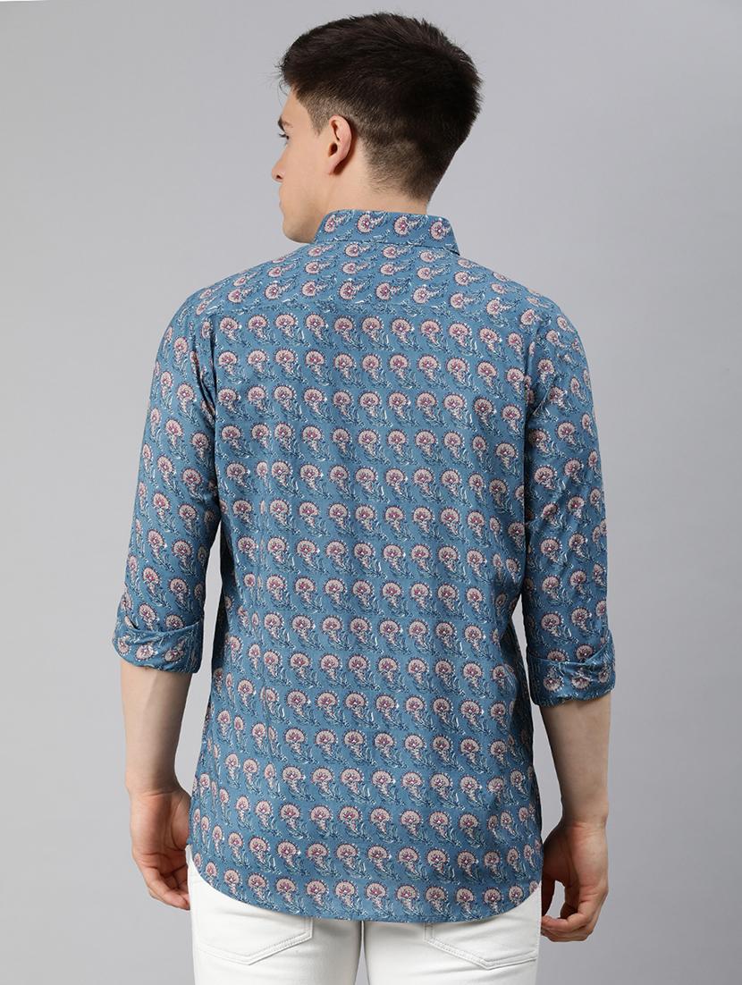 blue floral casual shirt - 17633957 - Zoom Image - 3