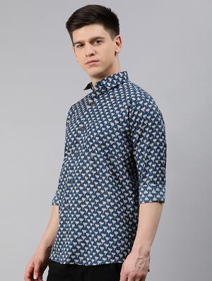 blue floral casual shirt - 17633958 - Standard Image - 2