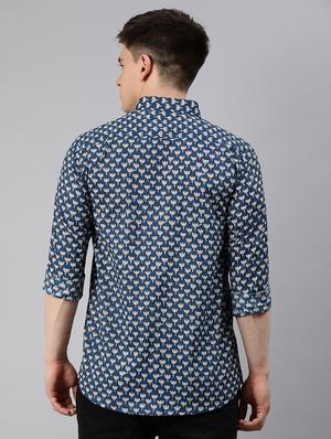 blue floral casual shirt - 17633958 - Standard Image - 3