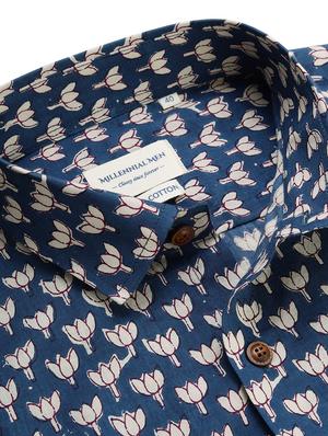blue floral casual shirt - 17633958 - Standard Image - 5
