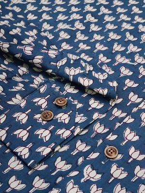 blue floral casual shirt - 17633958 - Standard Image - 6