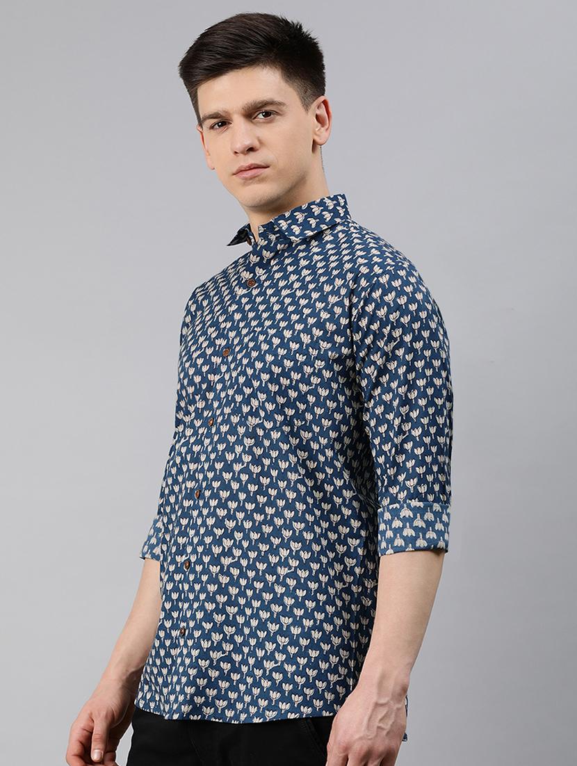 blue floral casual shirt - 17633958 - Zoom Image - 2