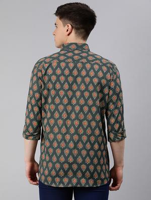 green block print casual shirt - 17633959 - Standard Image - 3