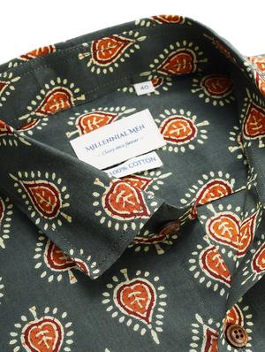 green block print casual shirt - 17633959 - Standard Image - 5