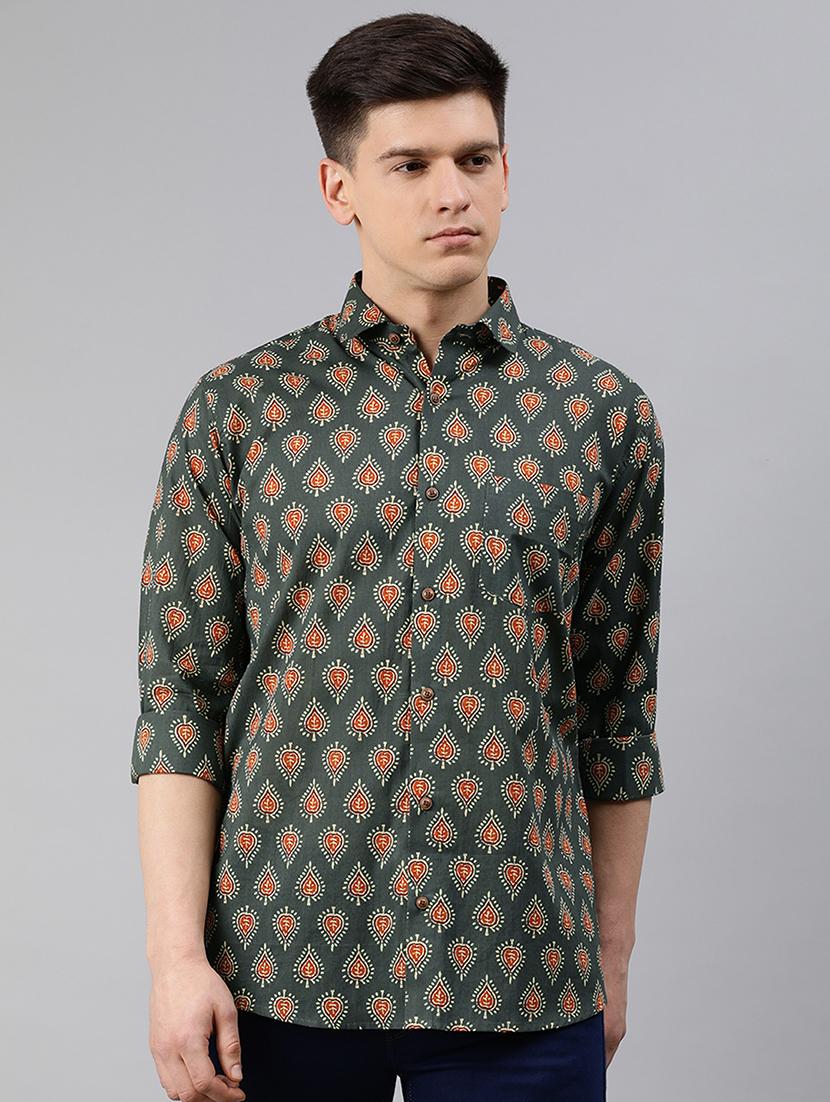 green block print casual shirt - 17633959 - Zoom Image - 1