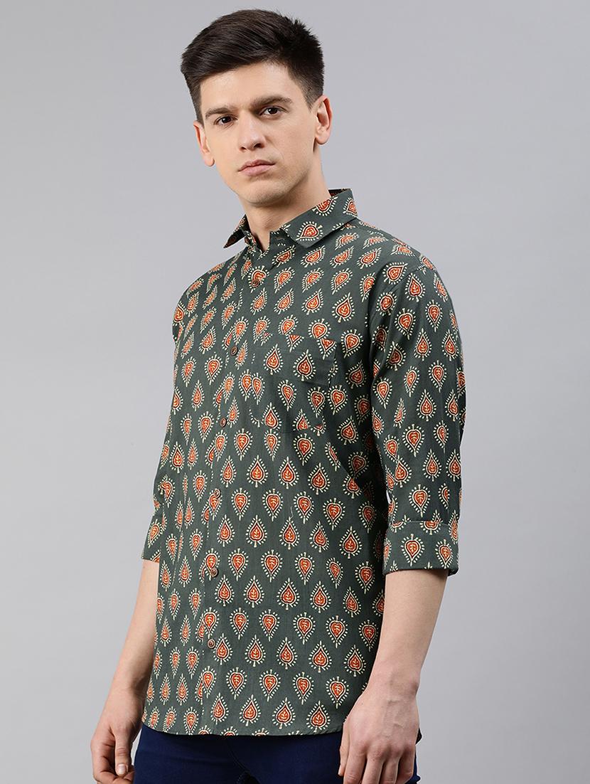 green block print casual shirt - 17633959 - Zoom Image - 2