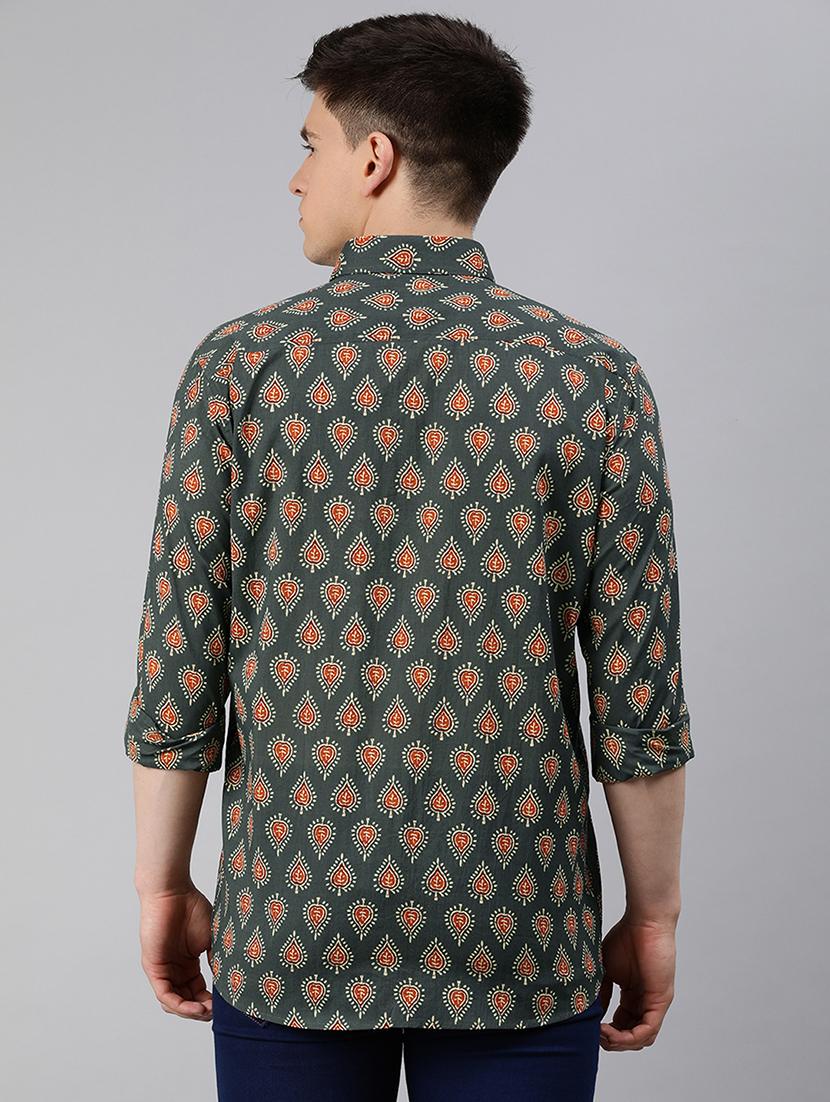 green block print casual shirt - 17633959 - Zoom Image - 3