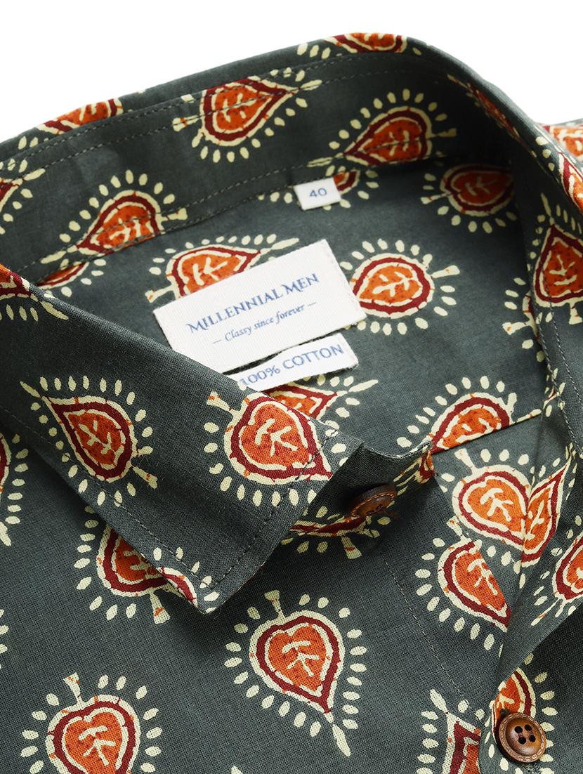 green block print casual shirt - 17633959 - Zoom Image - 5