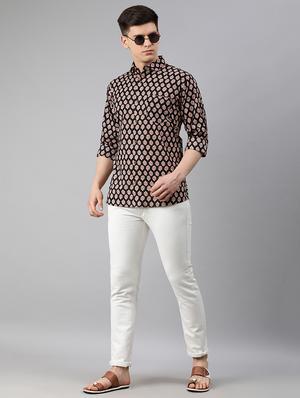 black floral casual shirt - 17633963 - Standard Image - 4