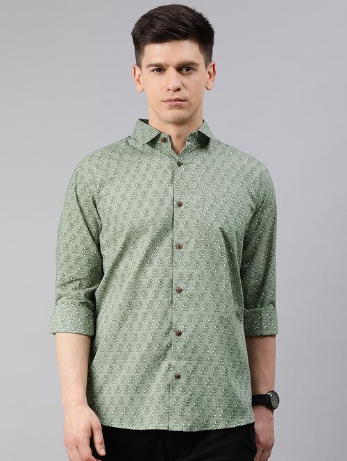 green floral casual shirt - 17633965 - Standard Image - 1