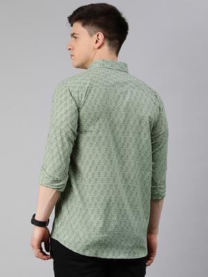green floral casual shirt - 17633965 - Standard Image - 3