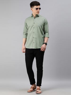 green floral casual shirt - 17633965 - Standard Image - 4