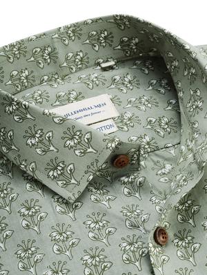 green floral casual shirt - 17633965 - Standard Image - 5