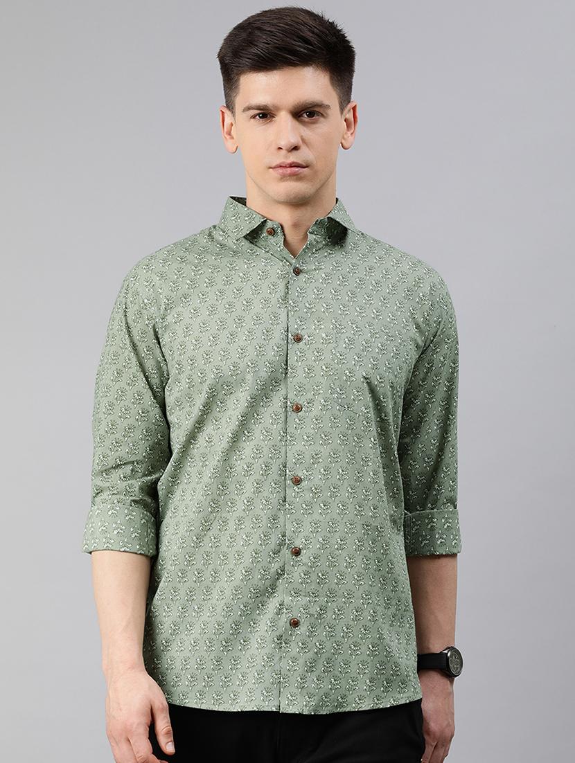 green floral casual shirt - 17633965 - Zoom Image - 1