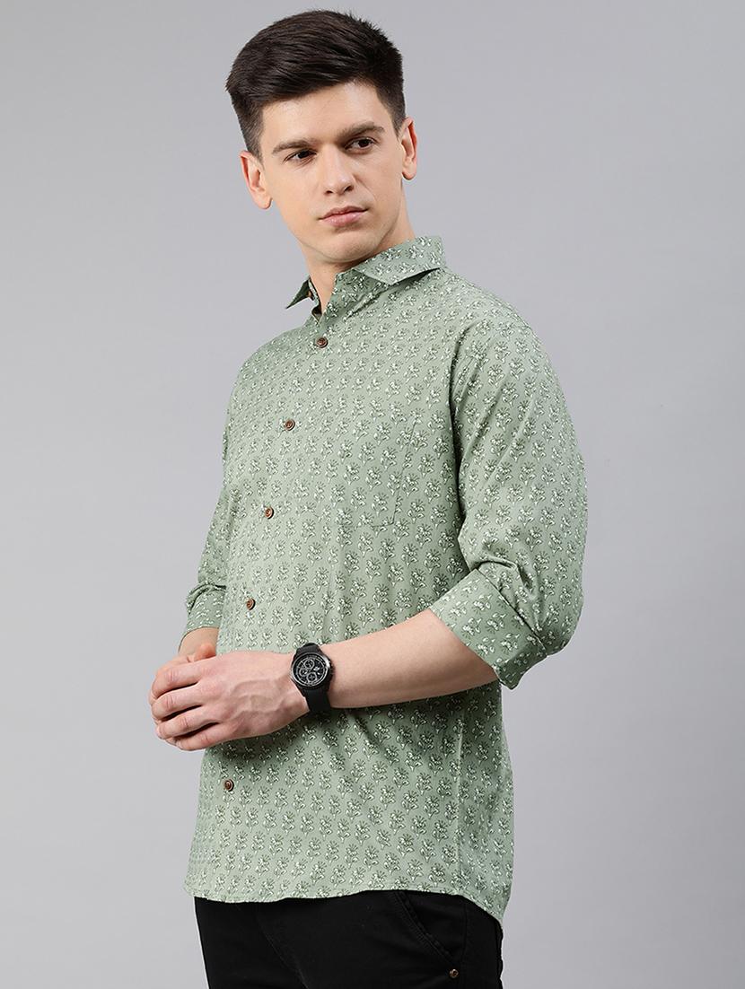 green floral casual shirt - 17633965 - Zoom Image - 2