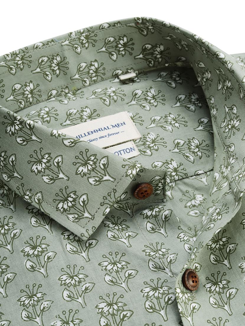 green floral casual shirt - 17633965 - Zoom Image - 5
