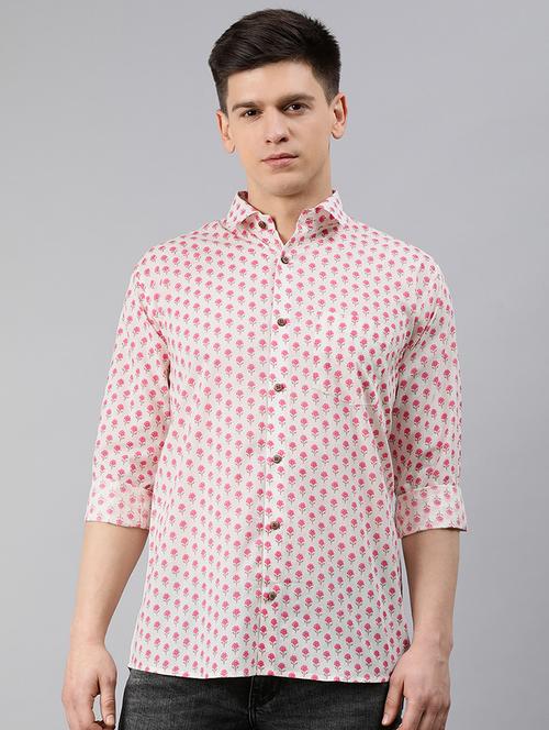 white floral casual shirt - 17633968 - Standard Image - 1
