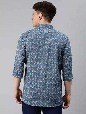 blue floral casual shirt - 17633977 - Standard Image - 3