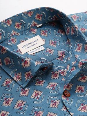 blue floral casual shirt - 17633977 - Standard Image - 5