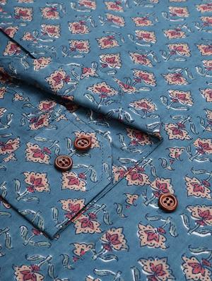 blue floral casual shirt - 17633977 - Standard Image - 6