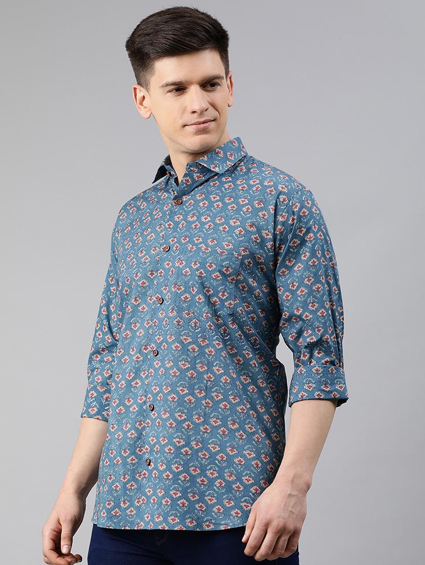 blue floral casual shirt - 17633977 - Zoom Image - 2