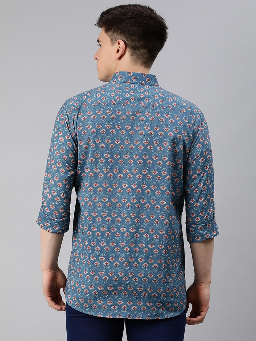 blue floral casual shirt - 17633977 - Zoom Image - 3