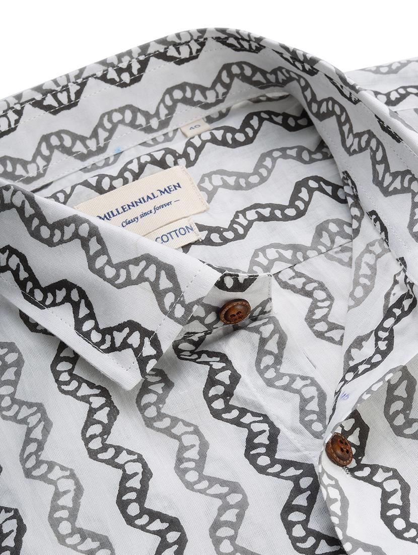 white printed casual shirt - 17633981 - Zoom Image - 5