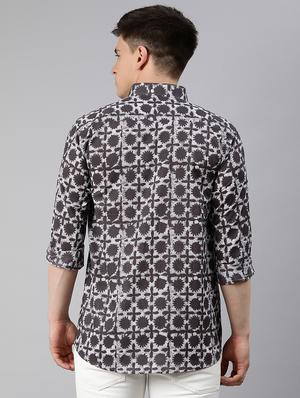 grey printed casual shirt - 17633985 - Standard Image - 3