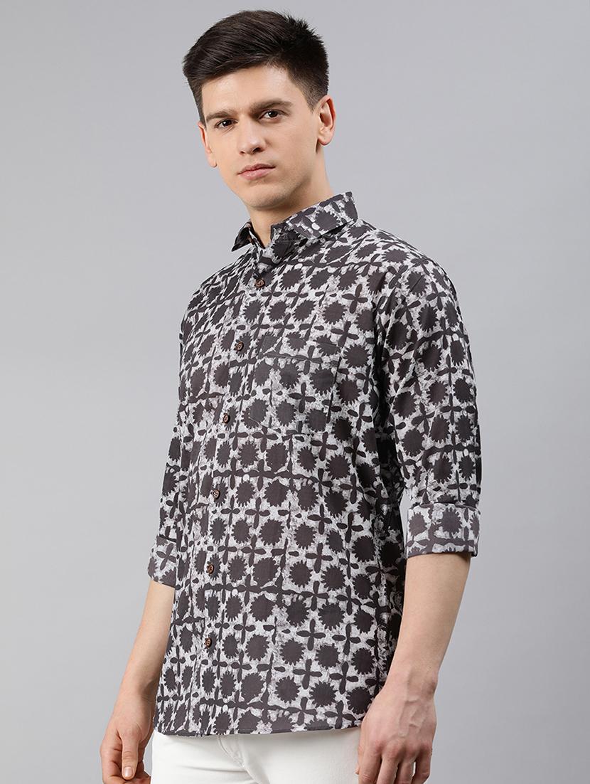 grey printed casual shirt - 17633985 - Zoom Image - 2