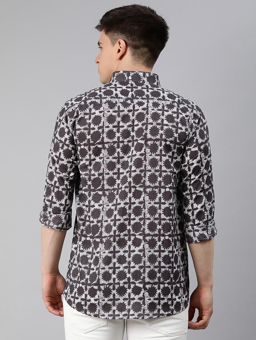 grey printed casual shirt - 17633985 - Zoom Image - 3