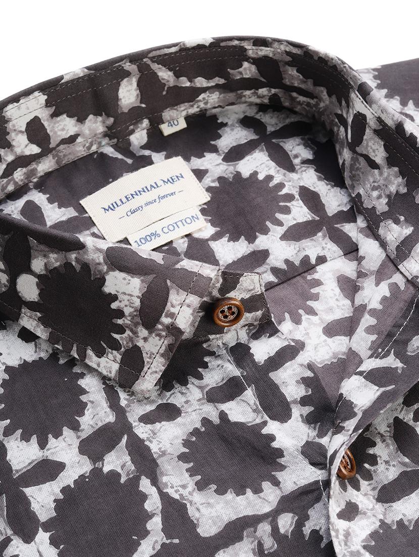 grey printed casual shirt - 17633985 - Zoom Image - 5