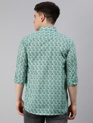 turquoise blue printed casual shirt - 17633989 - Standard Image - 3