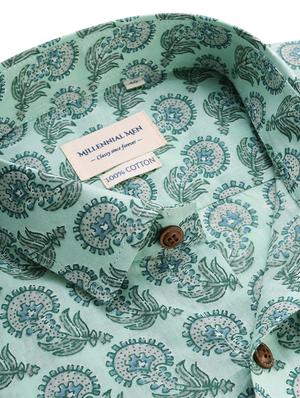 turquoise blue printed casual shirt - 17633989 - Standard Image - 5
