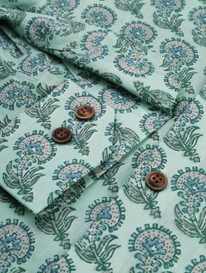 turquoise blue printed casual shirt - 17633989 - Standard Image - 6
