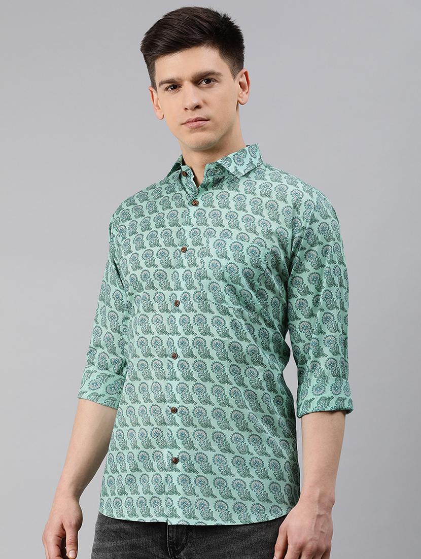 turquoise blue printed casual shirt - 17633989 - Zoom Image - 2