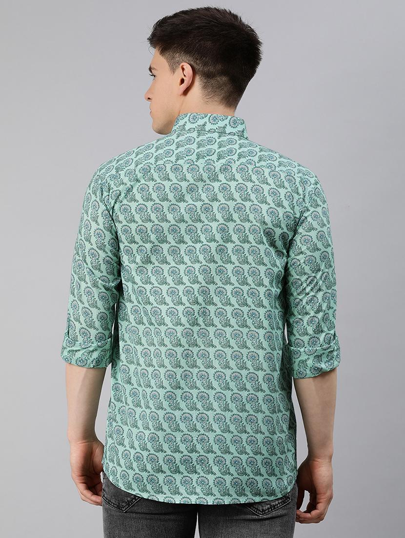 turquoise blue printed casual shirt - 17633989 - Zoom Image - 3