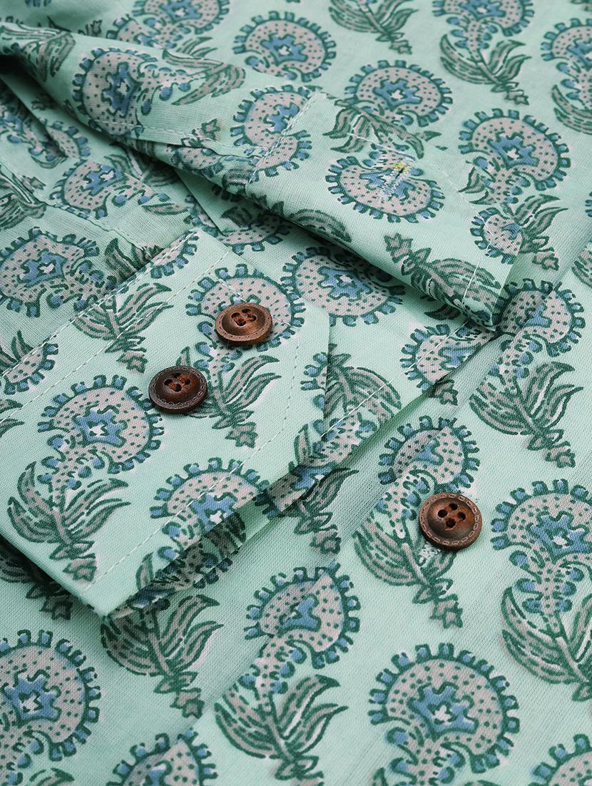 turquoise blue printed casual shirt - 17633989 - Zoom Image - 6