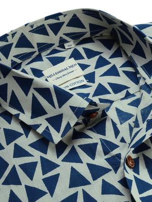 blue geometric casual shirt - 17633992 - Standard Image - 5