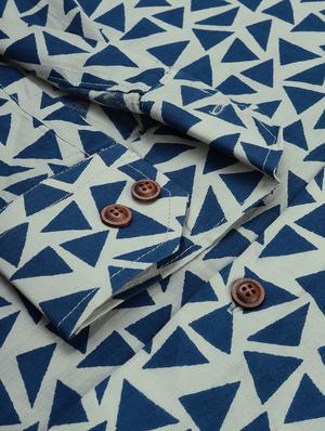 blue geometric casual shirt - 17633992 - Standard Image - 6