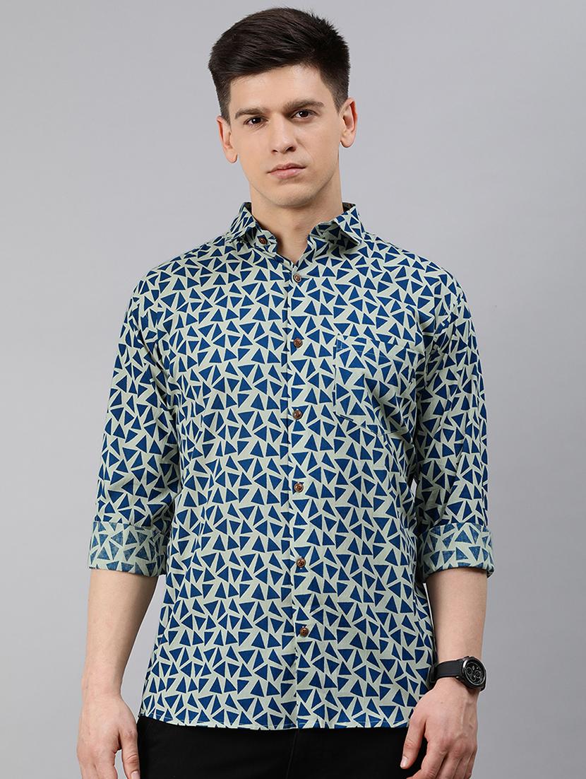 blue geometric casual shirt - 17633992 - Zoom Image - 1