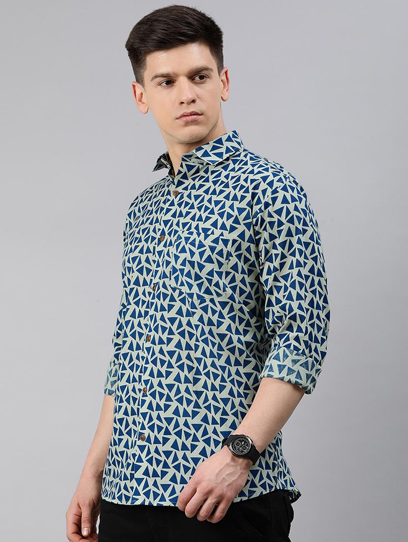 blue geometric casual shirt - 17633992 - Zoom Image - 2
