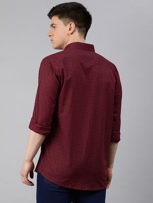 maroon geometric casual shirt - 17633999 - Standard Image - 3