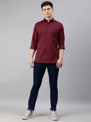 maroon geometric casual shirt - 17633999 - Standard Image - 4
