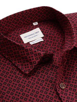 maroon geometric casual shirt - 17633999 - Standard Image - 5
