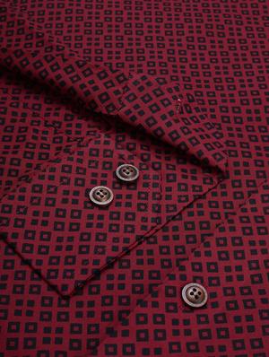maroon geometric casual shirt - 17633999 - Standard Image - 6
